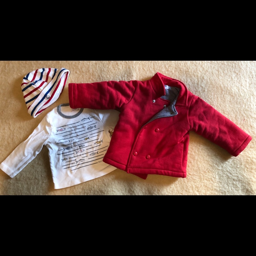 Set: tee shirt, hat and jacket all Petit Bateau